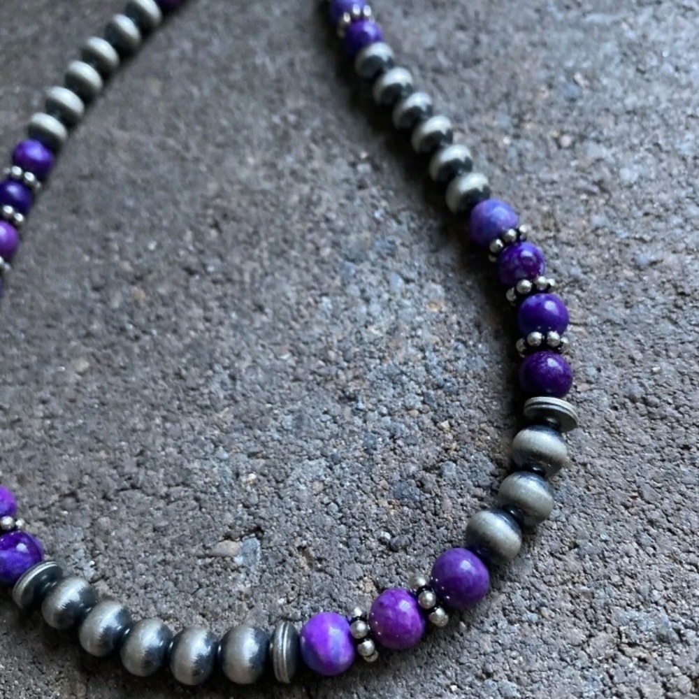 Sterlingsilver Sugilite W Pearlsbeadnecklace - image 5